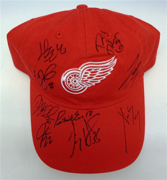 Detroit Red Wings Hat Signed by 9