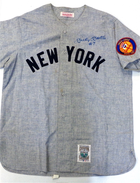 Mickey Mantle Autographed 1952 Road Yankees Mitchell & Ness Jersey
