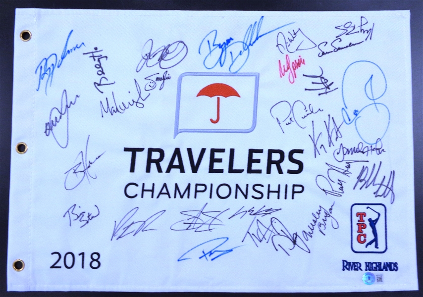 2018 Travelers Championship Pin Flag Signed by 27