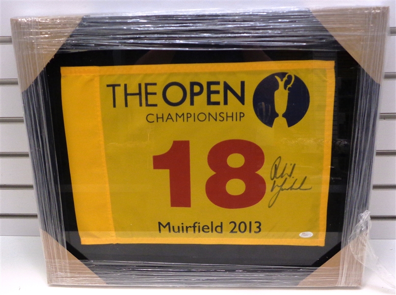Phil Mickelson Autographed Framed 2018 Open Pin Flag