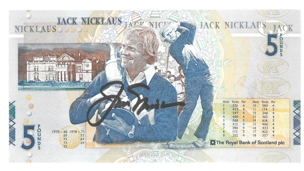 Jack Nicklaus Autographed Scottish 5 Pound Bank Note