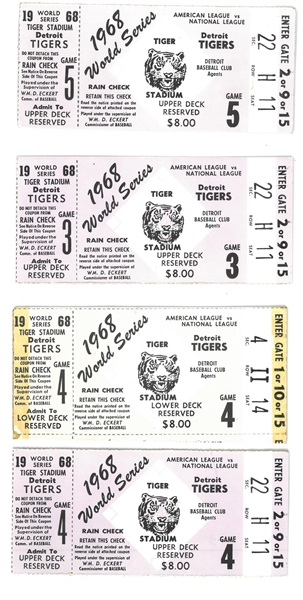 1968 World Series Tickets Lot of 4