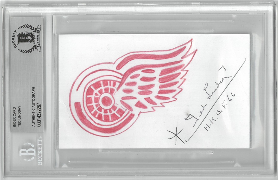 Ted Lindsay Autographed 3x5 Index Card