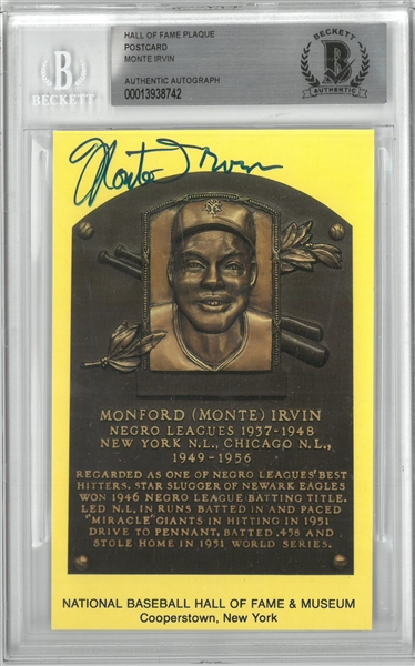 Monte Irvin Autographed Hall of Fame Plaque
