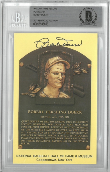 Bobby Doerr Autographed Hall of Fame Plaque