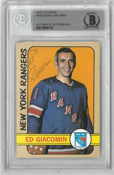 Eddie Giacomin Autographed 1972/73 Topps