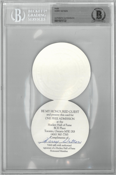 Harry Watson Autographed Hall of Fame Pass