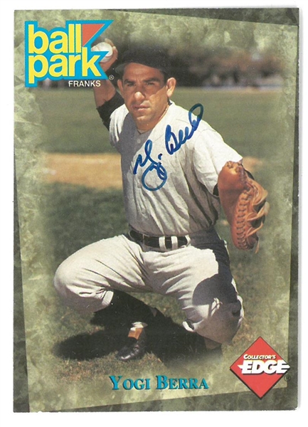 Yogi Berra Autographed Ball Park Card