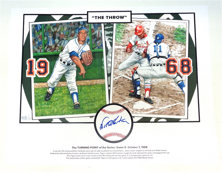 Willie Horton Autographed "The Throw" 14x18 Lithograph