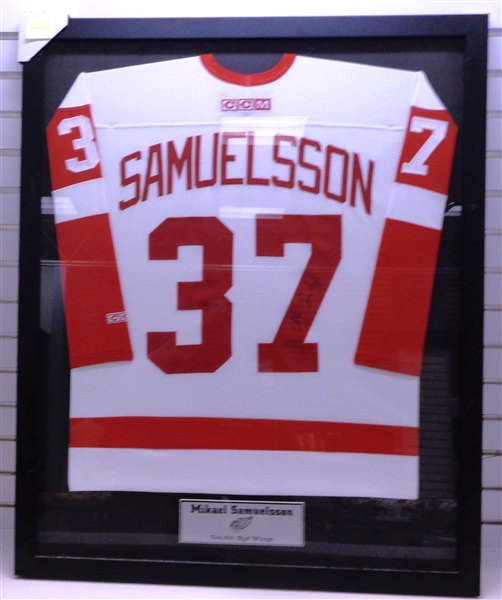Mikael Samuelsson Autographed Framed Jersey (pick up only)
