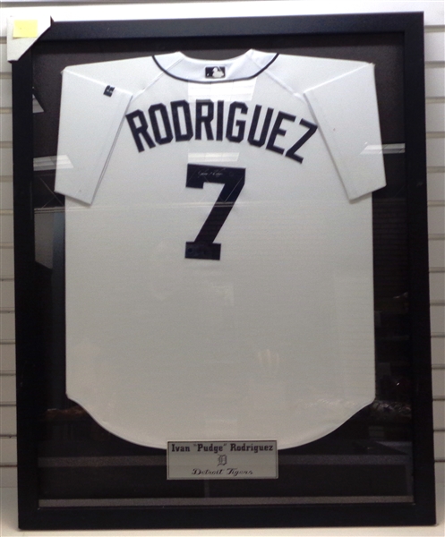Ivan Rodriguez Autographed Framed Jersey (pick up only)