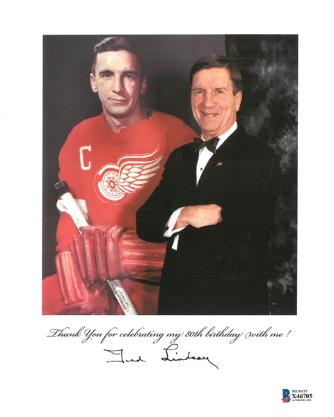 Ted Lindsay Autographed 8x10 80th Birthday