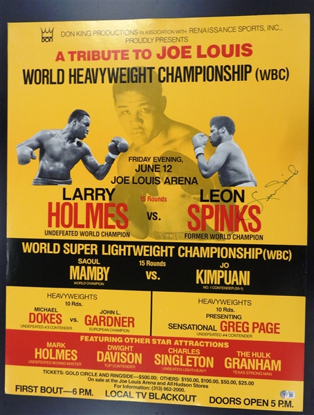 Leon Spinks Autographed Fight Poster