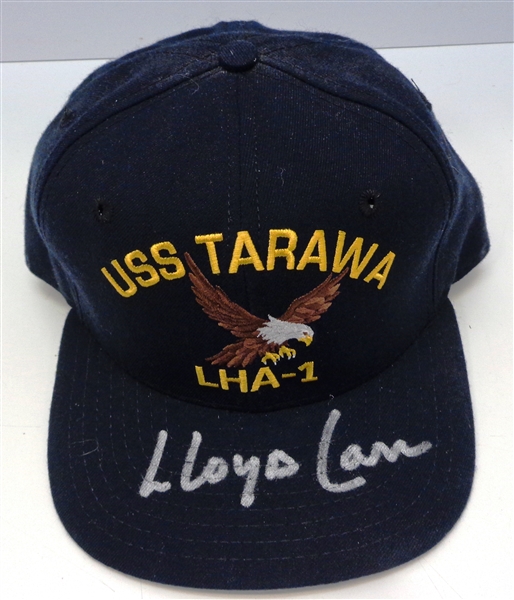 Lloyd Carr Autographed Personal USS Tarawa Hat