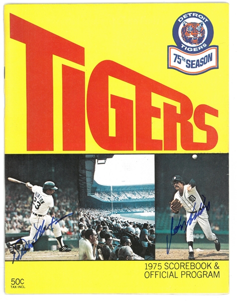 Willie Horton & John Hiller Autographed 1975 Tigers Program