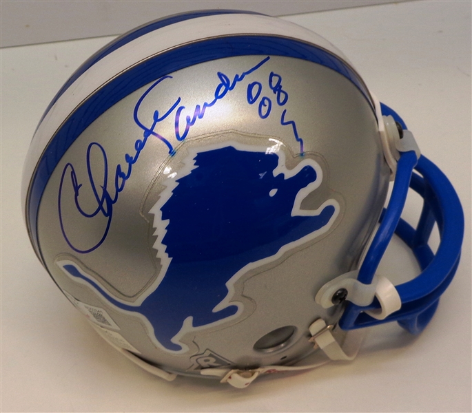 Charlie Sanders Autographed Lions Mini Helmet