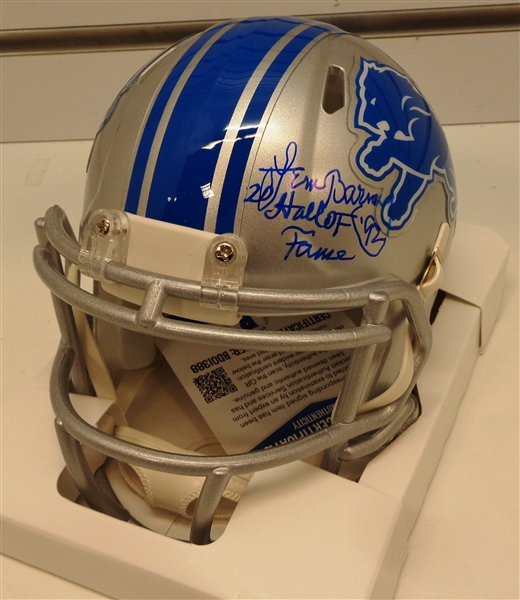 Lem Barney Autographed Lions Mini Speed Helmet