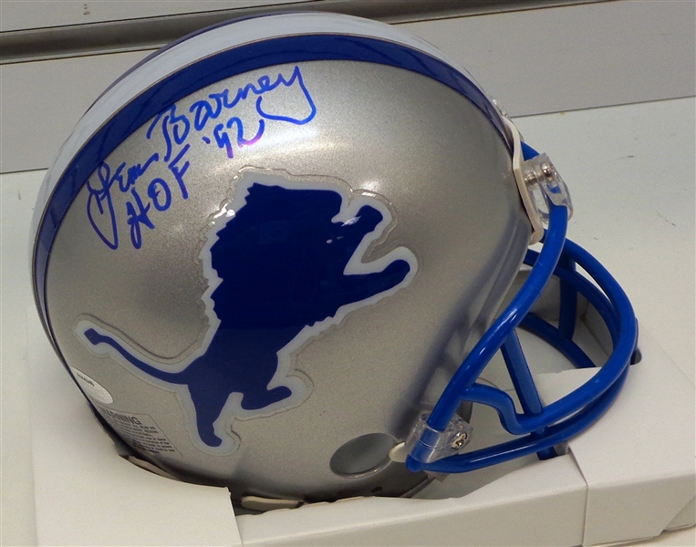 Lem Barney Autographed Lions Mini Helmet