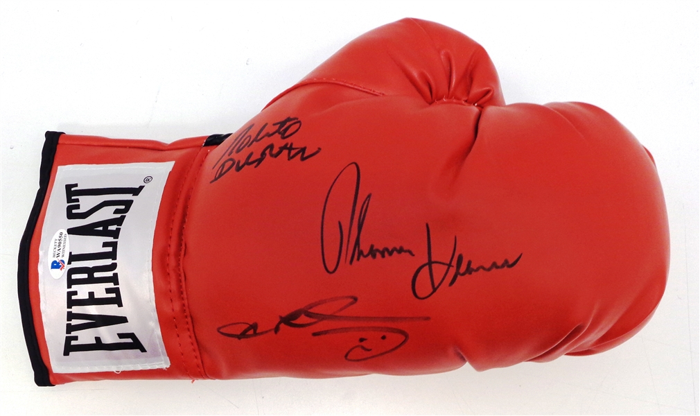 Duran, Hearns & Leonard Autographed Boxing Glove