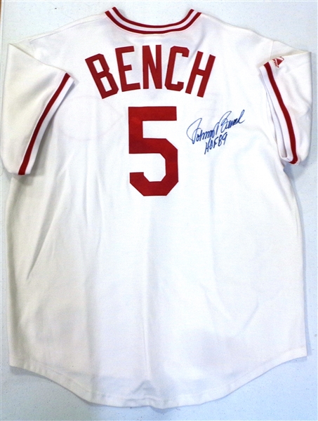 Johnny Bench Autographed Reds Jersey