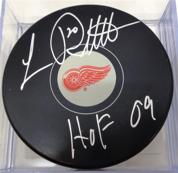 Luc Robitaille Autographed Red Wings Puck