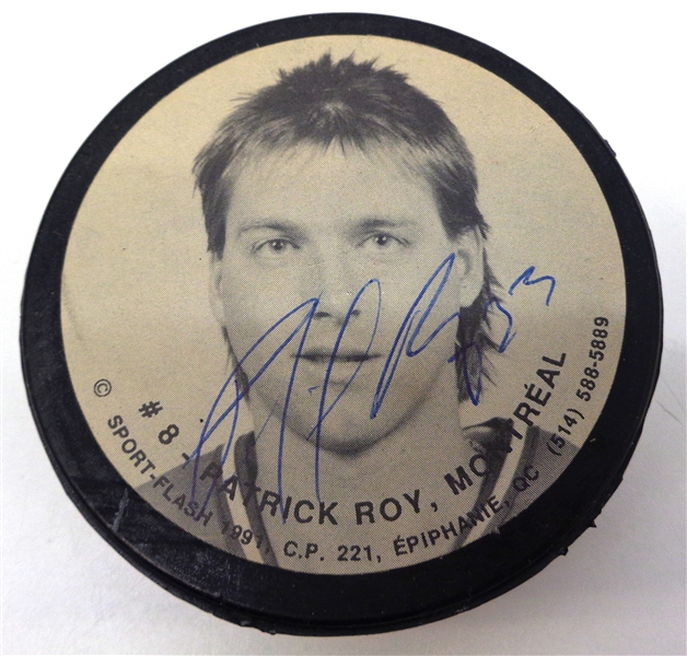Patrick Roy Autographed Photo Puck