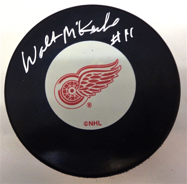 Walt McKechnie Autographed Red Wings Puck