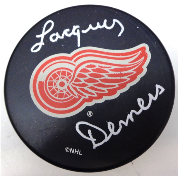 Jacques Demers Autographed Red Wings Puck