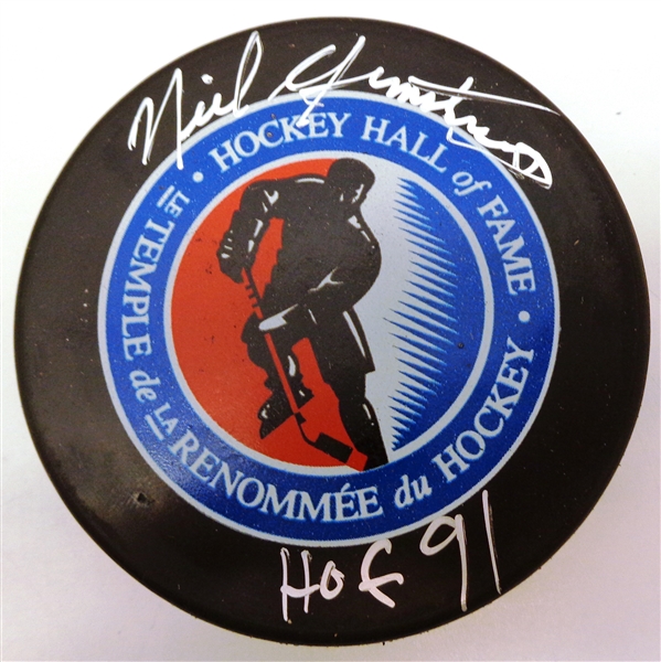 Neil Armstrong Autographed HOF Puck