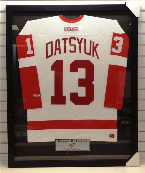 Pavel Datsyuk Autographed Framed Jersey (Pick up only)