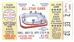 1971 MLB All Star Game Ticket @ Tiger Stadium