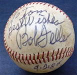 Bob Feller Autographed Baseball "To Tom"