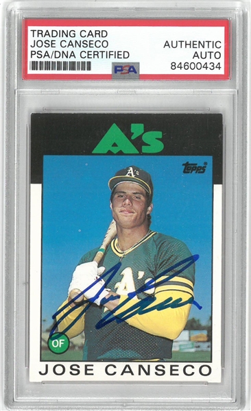 Jose Canseco Autographed 1986 Topps Traded