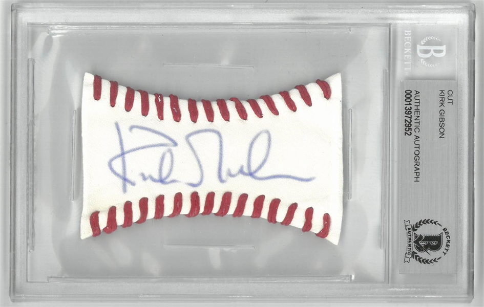 Kirk Gibson Autographed Cut Leather Piece