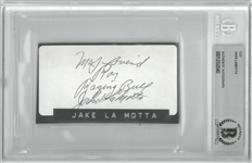 Jake LaMotta Autographed 2x3 Cut