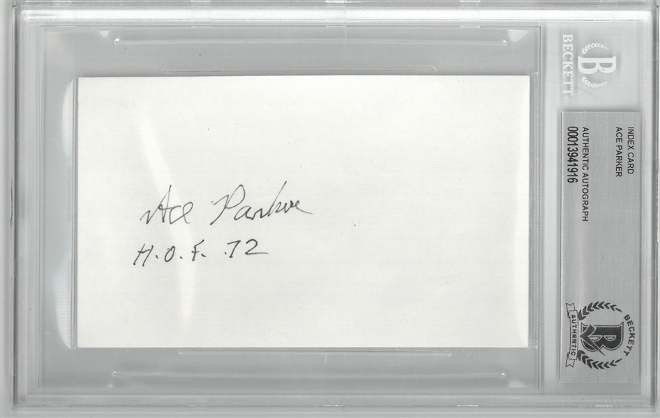 Ace Parker Autographed 3x5 Index Card