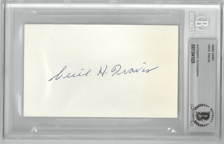Cecil Travis Autographed 3x5 Index Card