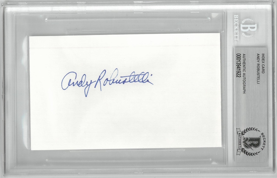 Andy Robustelli Autographed 3x5 Index Card