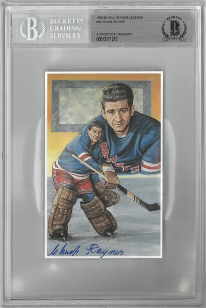 Chuck Rayner Autographed Legends of Hockey Postcard