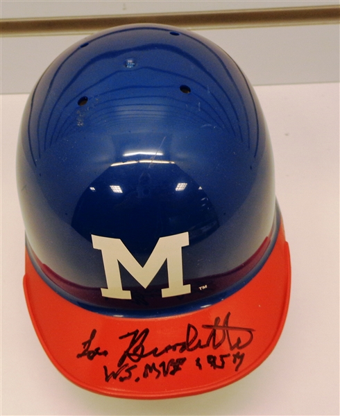 Lew Burdette Autographed Mini Helmet
