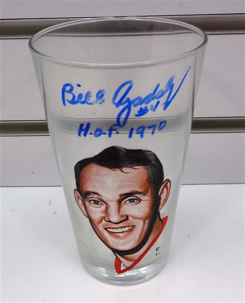 Bill Gadsby Autographed Hand Painted Pint Glass