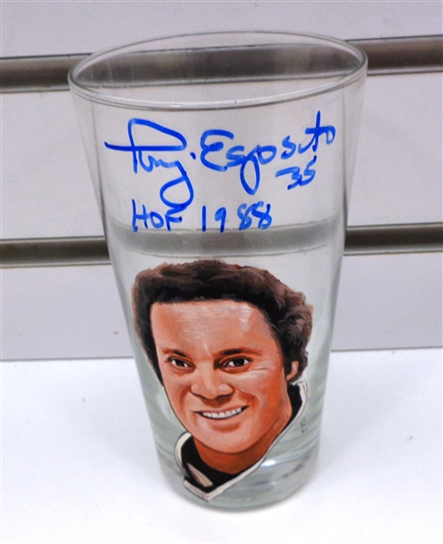 Tony Esposito Autographed Hand Painted Pint Glass