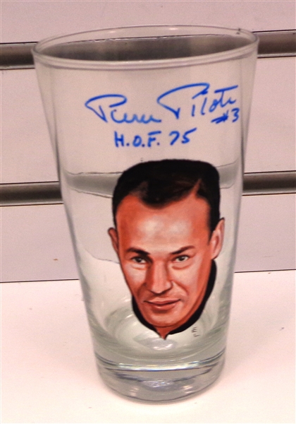 Pierre Pilote Autographed Hand Painted Pint Glass
