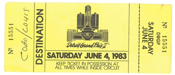 1983 Detroit Grand Prix Ticket