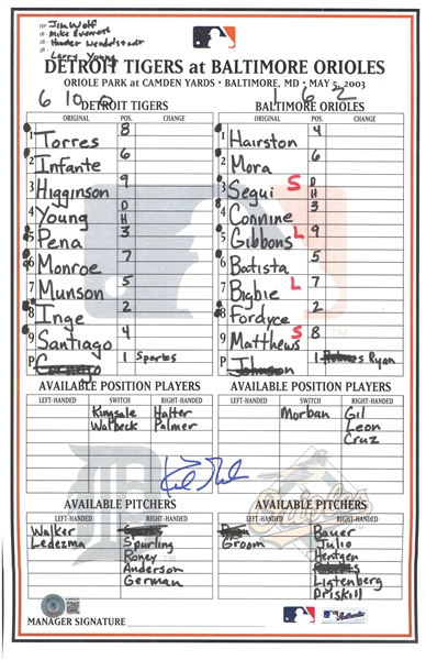 Kirk Gibson Autographed 5/5/03 Lineup Card