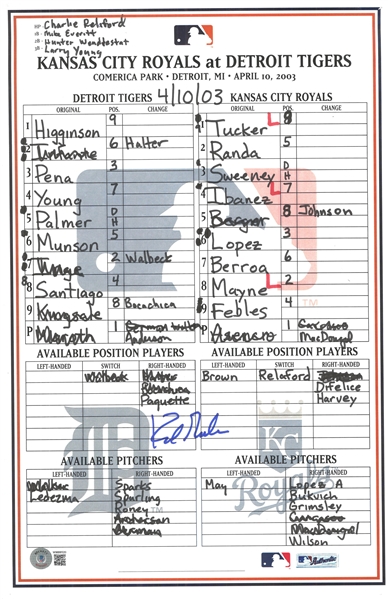 Kirk Gibson Autographed 4/10/03 Lineup Card