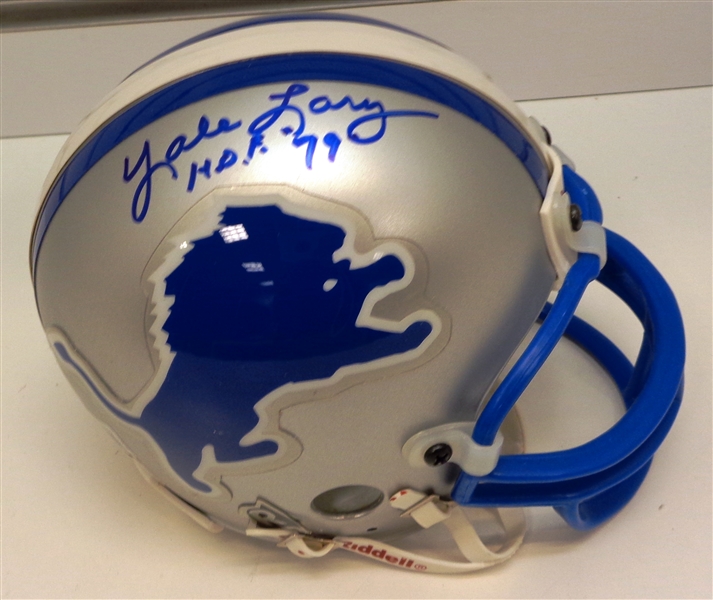 Yale Lary Autographed Lions Mini Helmet