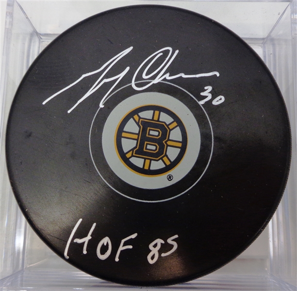 Gerry Cheevers Autographed Bruins Puck