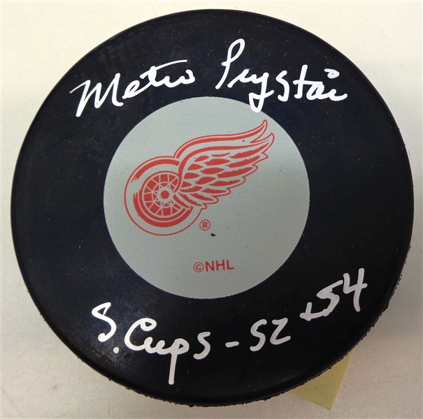 Metro Prystai Autographed Red Wings Puck