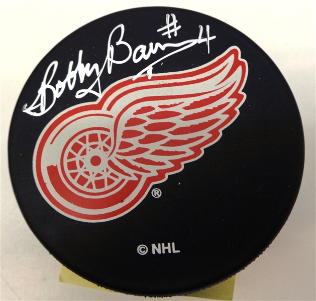 Bobby Baun Autographed Red Wings Puck